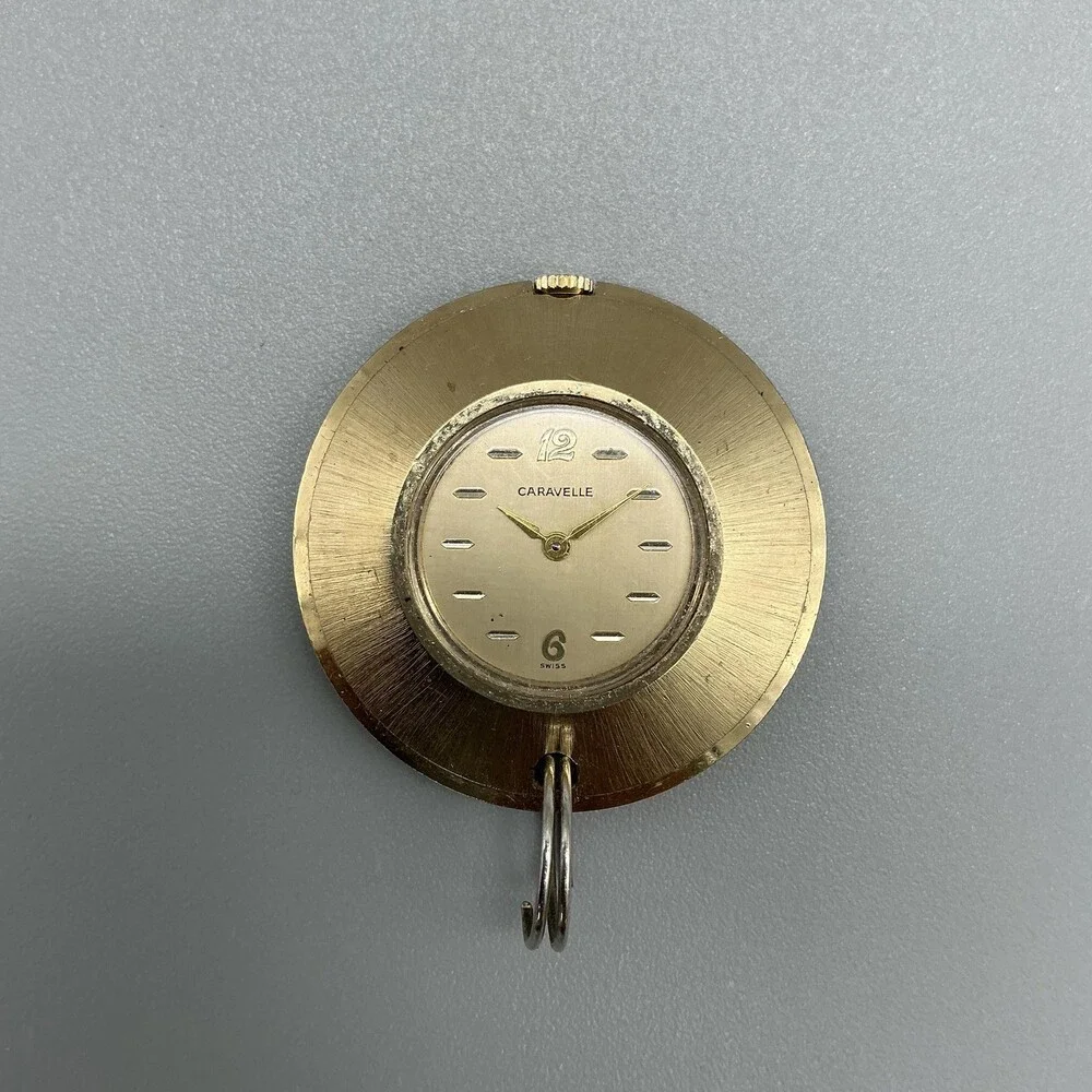 Vintage Caravelle Pendant Watch Women 36mm Gold Tone Manual Wind Swiss